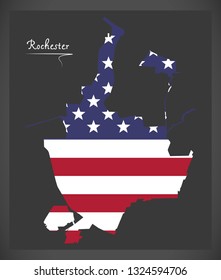 Rochester New York  City map with American national flag illustration