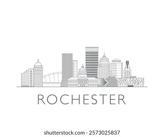 Rochester skyline cityscape vector illustration