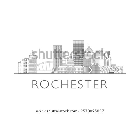 Rochester skyline cityscape vector illustration