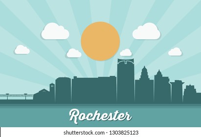 Rochester Skyline - Minnesota - United States Of America - USA - Vector Illustration