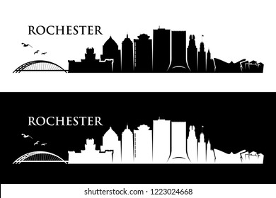 Rochester Skyline - New York, United States Of America, USA, NY - Vector Illustration