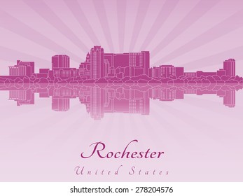 Rochester skyline in purple radiant orchid in editable vector file