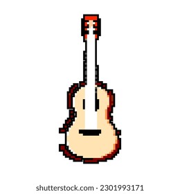 rock acoustic guitar game pixel art retro vector. bit classic concert, jazz rock acoustic guitar. old vintage illustration