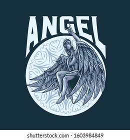 Rock in angel vector illustration