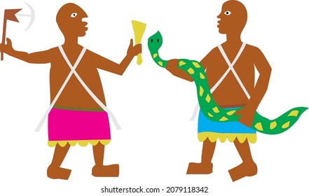 Rock Art Native African Tribal Primitive Person Silhouette Design Vector Image Isolated