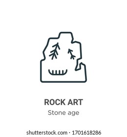 Icono vectorial de contorno de arte romano. Icono de arte de roca negra de línea delgada, ilustración de elemento simple vector plano del concepto de edad de piedra editable trazo aislado sobre fondo blanco