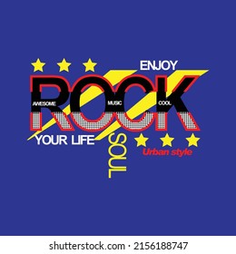rock awesome soul Premium Vector illustration of a text graphic. suitable screen printing and DTF for the design boy outfit of t-shirts print, shirts, hoodies baba suit, kids cottons, etc.