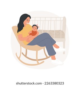 Rock baby to sleep isolated cartoon vector illustration. Young mom rocks baby before bedtime, maternal bond, mother lifestyle, sleep hygiene, happy childhood, newborn care vector cartoon.