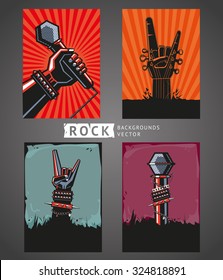 Rock backgrounds. Four templates for rock posters.