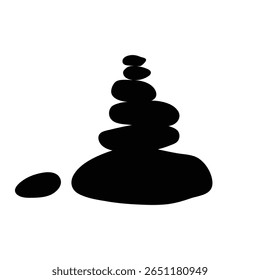 Rock balancing. black abstract rock tower. balance made of stones. wall design shape. pebble stone. vector Illustration