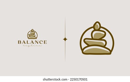 Rock Balancing Logo Template. Universal creative premium symbol. Vector illustration. Creative Minimal design template. Symbol for Corporate Business Identity