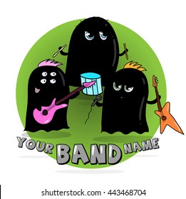 Rock band of cute cartoon aliens