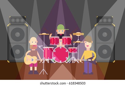 Rock band flat vector