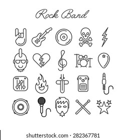 Rock Band Icon Set. Vector Illustration