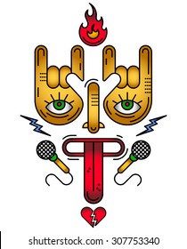 Rock Band Icon Set. Vector Illustration