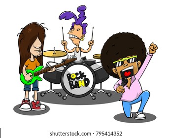 The Rock Band perform cartoon vector