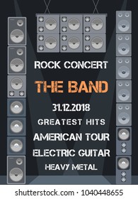 Rock band poster - concert speakers and scene with your text.