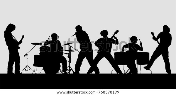 Rock Band Silhouette On Stage Vector Stock Vector (Royalty Free ...