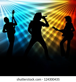 Rock band vector background with neon lights