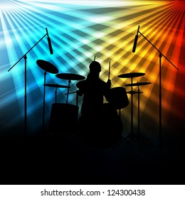 Rock band vector background with neon lights