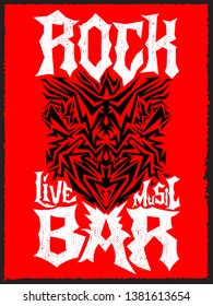 Rock Bar Hardcore poster design template, Rock Pub vector poster