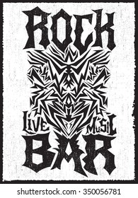 Rock Bar Hardcore poster design template - Rock Pub monochrome label