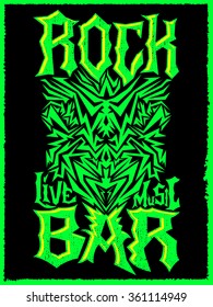 Rock Bar Hardcore poster design template - Rock Pub vector poster
