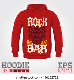 Rock Bar - Vector hoodie print design - sweatshirt Cool hardcore print template