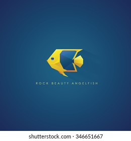 Rock Beauty Angelfish marine fish logo icon in geometric polygon style