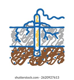 rocha jateamento ícone doodle ícone esboço vetor. sinal de mineração jateamento rocha. ilustração símbolo isolado