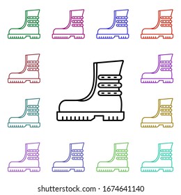 Rock boot multi color style icon. Simple glyph, flat vector of rock and roll icons for ui and ux, website or mobile application