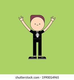 Rock boy Illustration. modern simple vector icon, flat graphic symbol in trendy flat design style. wallpaper. lockscreen. pattern. frame, background, backdrop, sign, logo.