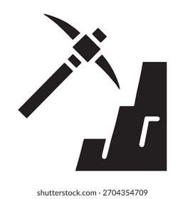 Rock Break Tools Symbol oder Logo, isoliert Symbol, Vektorgrafik - Vektorgrafiken mit hochwertigem schwarzem Stil