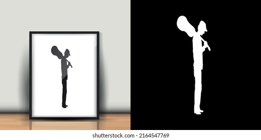 rock cafe frame guitar man  frame with mockup.Vector Illustration for home decorations