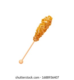 Rock Candy, Sugar Swizzle Stick. Vector Illustration Flat Cartoon Icon Isolated On White Background.