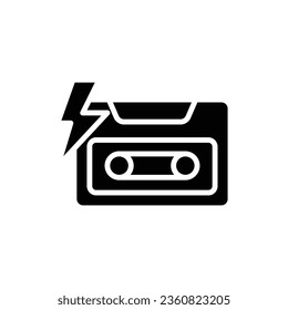 Ilustración vectorial de iconos rellenos de cassette de rock