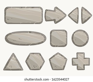 Rock circle button, Stone banner, Stony frames and buttons. vector