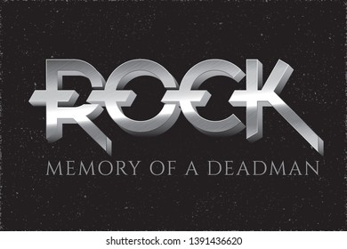 Rock Classic Heavy Metal Silver Metallic Style Hand Drawn Logo and Memory of a Dead Man Lettering Comic Creative Concept - Grey on Grunge Background - Vector Gradient Graphic Design