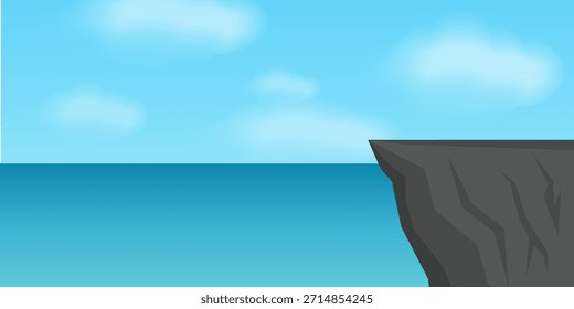 Rock Acantilado en el mar. Ilustración vectorial.