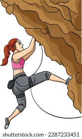 Rock Climber Cartoon Colored Clipart Illustration