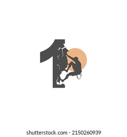 Rock climber climbing number 1  illustration template