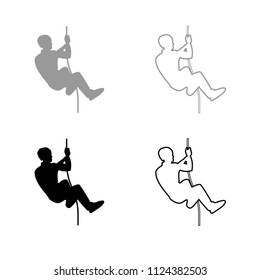 Rock climber icon outline set grey black color