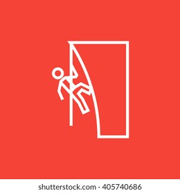 Rock climber line icon.