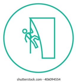 Rock climber line icon.