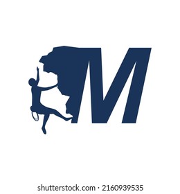 Rock-Kletterlogo mit Alphabet, Vektorgrafik-Design