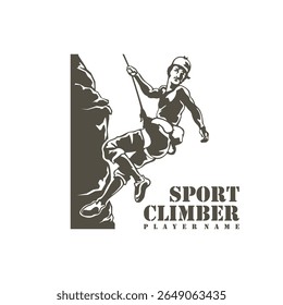 Vetor de design do logotipo do escalador de rocha. Ilustração de modelo de escalada de silhueta. Símbolo de ícone