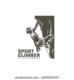 Vetor de design do logotipo do escalador de rocha. Ilustração de modelo de escalada de silhueta. Símbolo de ícone