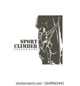 Vetor de design do logotipo do escalador de rocha. Ilustração de modelo de escalada de silhueta. Símbolo de ícone