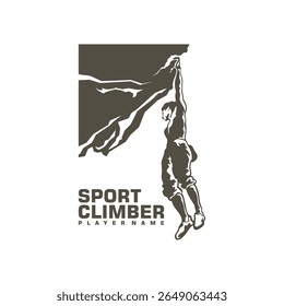 Vetor de design do logotipo do escalador de rocha. Ilustração de modelo de escalada de silhueta. Símbolo de ícone