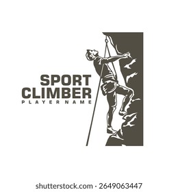 Vetor de design do logotipo do escalador de rocha. Ilustração de modelo de escalada de silhueta. Símbolo de ícone